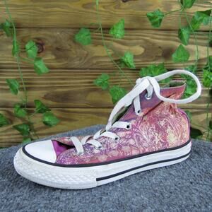 Converse Sneaker Mid‎ Top Girl Y 1 Medium Athletic Pink Fabric Lace Up